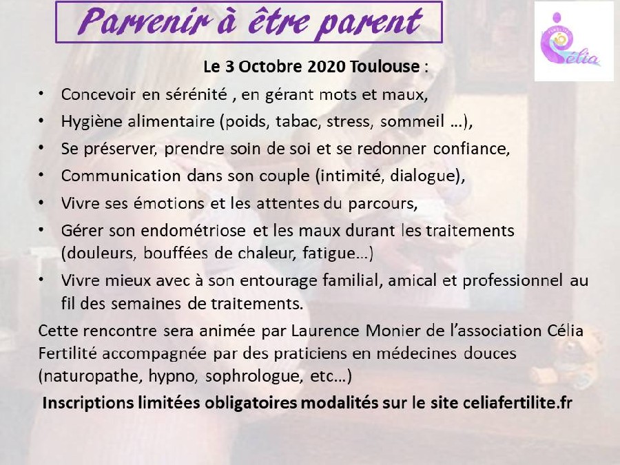 Conférence Parvenir à devenir Parent 3 Octobre 2020 Toulouse