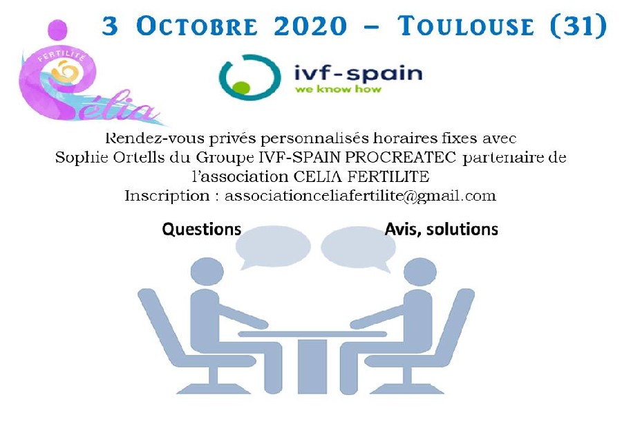 Rv privés personnalisés PROCREATEC et IVF-SPAIN Toulouse 15 Mars 2020